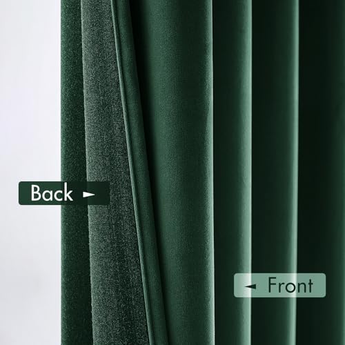 Emerald Green Blackout Velvet Curtains Drapes 84 Inch Long 52"x84" (2 Count)