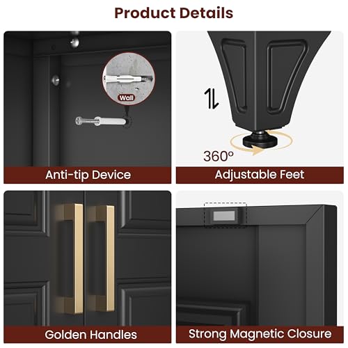 71" Tall Wardrobe Closet with 2 Doors and Hanging Rod