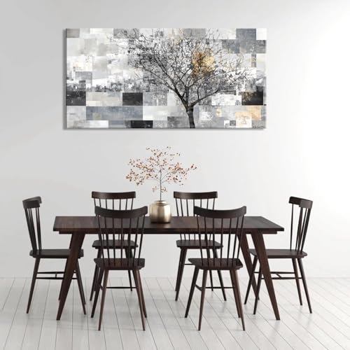 Modern Abstract Tree Wall Art for Living Room Black and White Canvas Painting Wall Art Large Nature Landscape Artwork Bedroom Office Home Decor