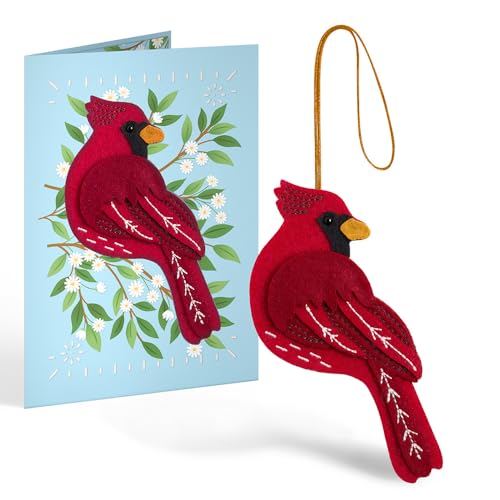 Cheerful Cardinal Felt Bird Keepsake Birthday & Everyday Card