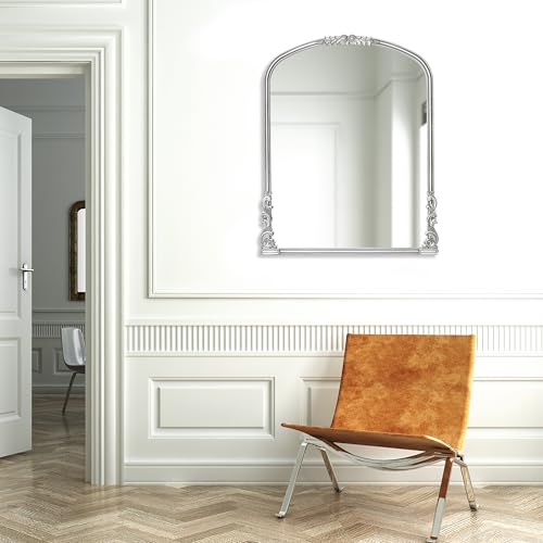 English Estate Carved Arch Wood Wall Mirror