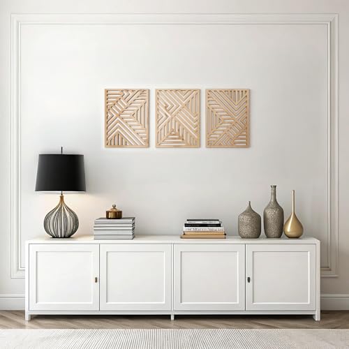 Modern Wooden Wall Sculptures (3 Count)