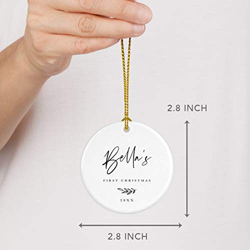 Personalized Baby 1st Christmas Round Ceramic Porcelain Christmas Tree Ornament Engagement Keepsake Collectible Gift