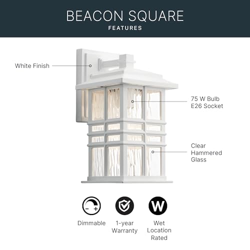 Beacon Square 12" Outdoor Wall Light in White