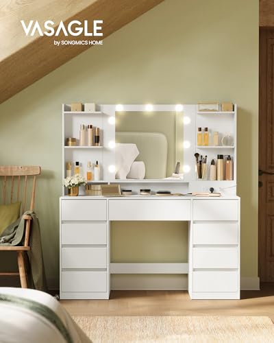 43.3 Inch Vanity Desk with Mirror and Lights