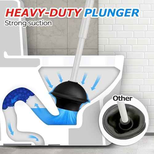 2Pack 2 in 1 Toilet Brush and Plunger Set (2 Count)