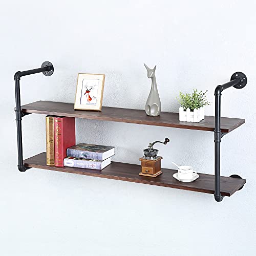Industrial Pipe Shelves With Wood Planks