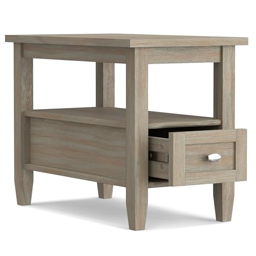 Warm Shaker 14" Wide Solid Wood End Table in Distressed Grey