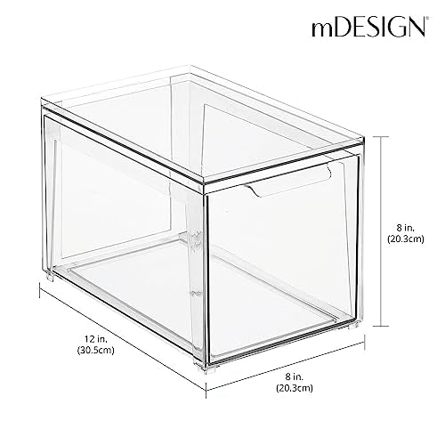 Plastic Stackable Bathroom Storage with Pull Out Bin Organizer Drawer for Cabinet (4 Count)