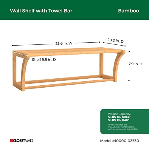 Bamboo Wall Shelf with Towel Bar