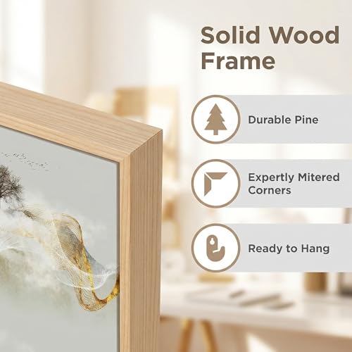 Wall Art Modern Zen Light Luxury Natural Landscape with Golden and White lines Background Wall Decor Canvas Prints for Living Room Bedroom 20x40 Inches