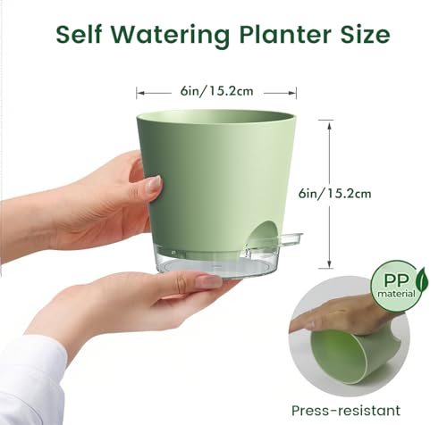 6 inch Self Watering Pots for Indoor Outdoor Plants (6 Count)
