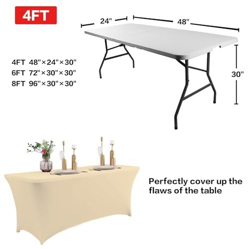 2 Pack 6FT Table Cloth for Rectangular Spandex Champagne Cover (2 Count)