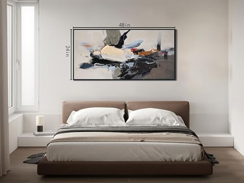 Abstract Canvas Wall Art Textured Large 48“x24” Wood Framed