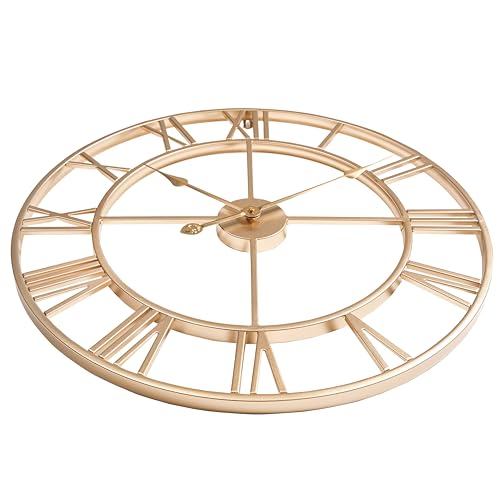 Silent 24 Inch Wall Clock for Living Room Decor