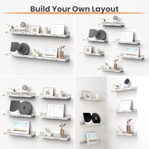 Floating Shelves for Wall Decor Storage Rustic White (6 Count)