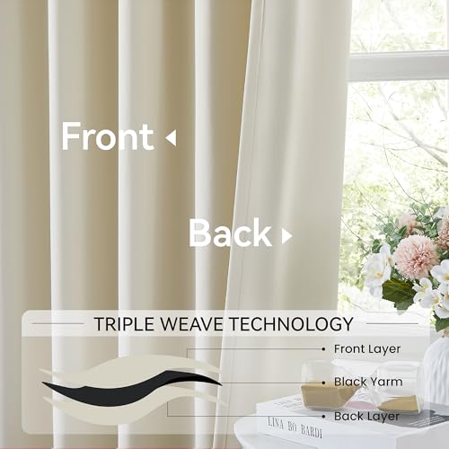Pinch Pleated Blackout Curtains 84 Inch Length in Warm Cream (2 Count)