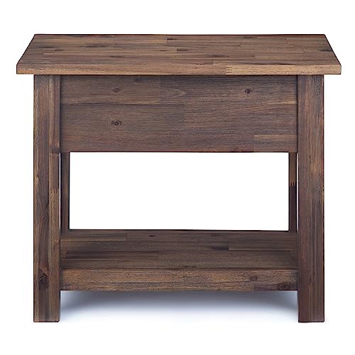 Monroe 14" Wide Solid Wood End Table in Charcoal Brown