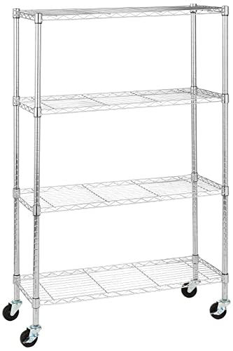 4 Shelf Adjustable Heavy Duty Storage Shelving Unit with Wheels