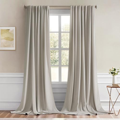 Natural Back Tab Blackout Curtains 52x96 Inch Long 2 Panels Set (2 Count)