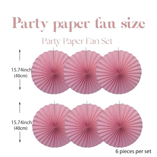 Pink Party Decorations Pink Hanging Round Paper Fans Bulk 16in DIY Set