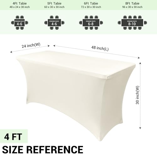 4ft Stretch Spandex Table Cover for Folding Tables (2 Count)