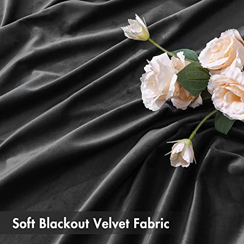 Black Blackout Velvet Curtains Drapes 63 Inch Long 52"x63" Bedroom (2 Count)