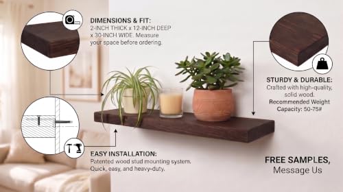 30 inch Wooden Floating Shelves for Wall
