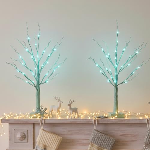 Blue Green Trees Decor for Home (2 Count)