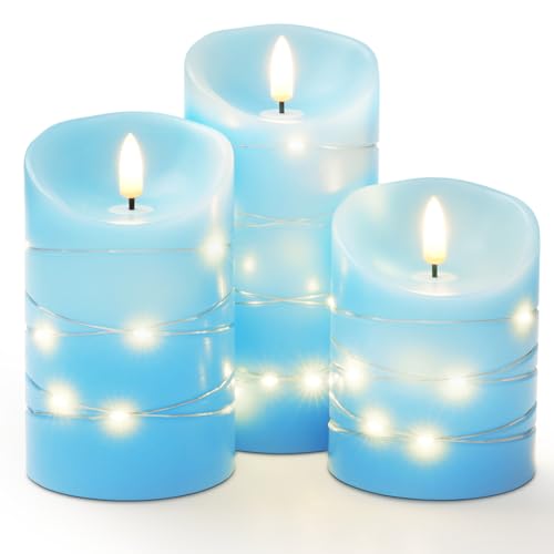 Flameless Candles with String Lights (3 Count)