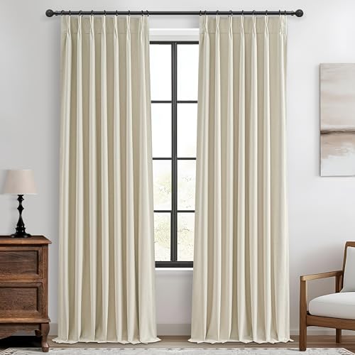 Cream Blackout Curtains & Drapes 96 Inches Long 2 Panels Set for Sliding Glass Doors