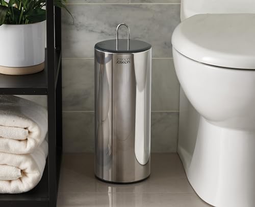 EasyStore Luxe Stainless Steel Concealed Toilet Paper Holder Stand Storage with Lid (3 Count)