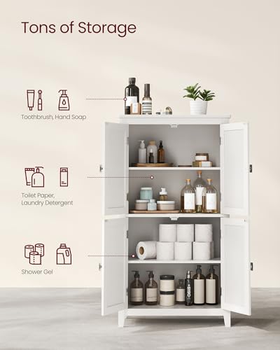 Bathroom Floor Storage Cabinet with 4 Doors