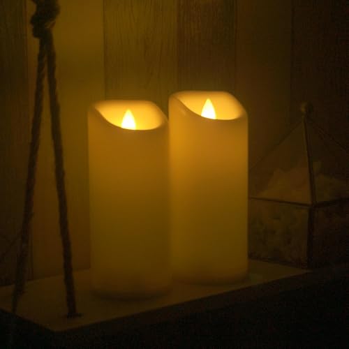 Outdoor Battery Operated Flameless Candles with Remote Timer D3”xH7” 2 PCS (2 Count)
