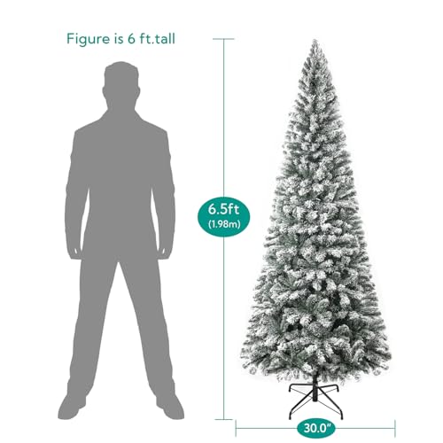Salzburg 6.5ft Frosted Prelit Slim Artificial Christmas Tree with 864 Branch Tips