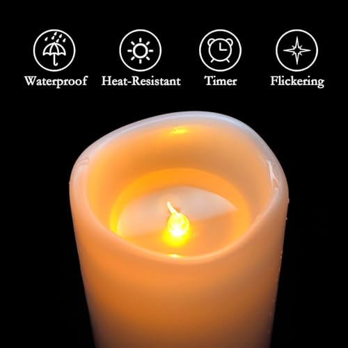 4" x 8" Large Waterproof Outdoor Flameless Candles with Remote Control and Timer (4 Count)