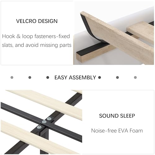 King Size Bed Frame with Upholstered Headboard