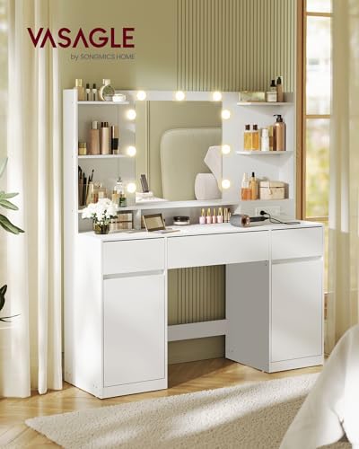 43.3 Inch Vanity Desk with Mirror and Lights