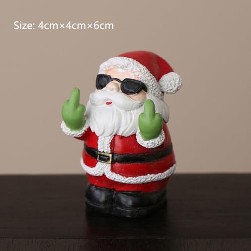 Christmas Santa Claus Finger Statue Christmas Party Santa Decor Mini Artificial Stone Santa Claus Figurine Sculpture Cute Cartoon Tabletop Ornaments for Xmas Funny Gifts