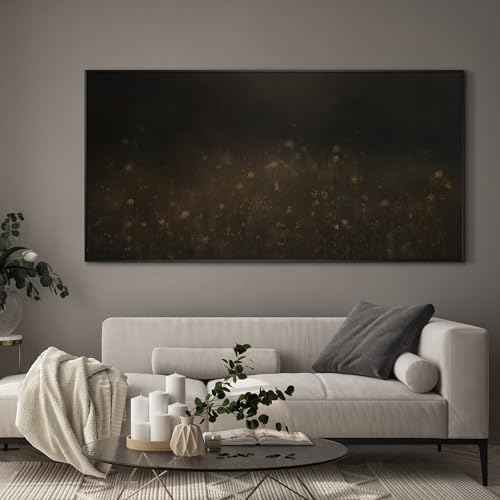 24"x46" Extra Large Framed Wall Art Dark Floral Meadow Moody Wildflower Field in Deep Earthy Tones Illustration for Home Living Room Bedroom Decor