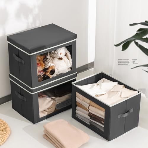 Stackable Storage Bins with Lids (4 Count)