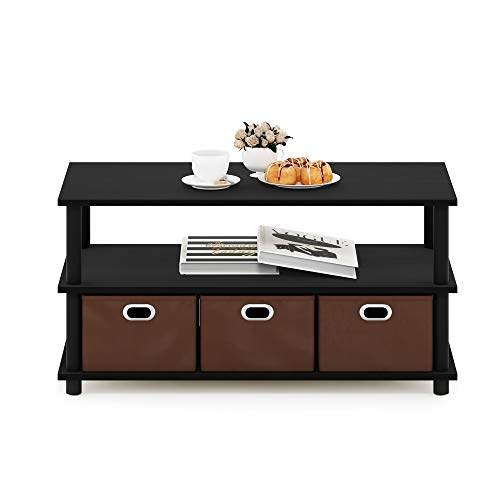Turn-N-Tube Coffee Table, 31.22D x 15.5W x 15.8H in, Black Oak/Black/Brown