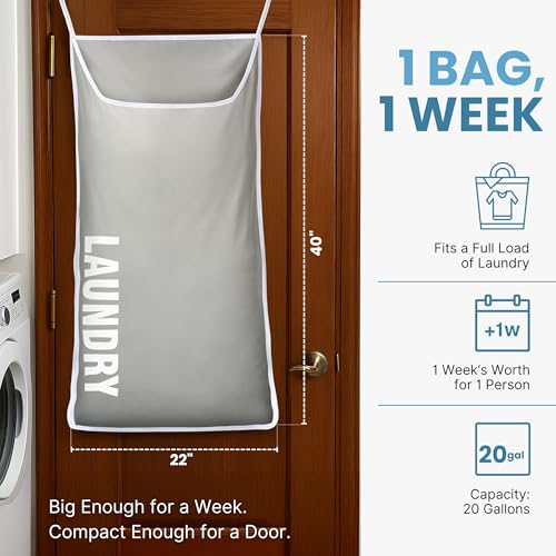 Hanging Laundry Hamper Bag XL 40x22" (2 Count)