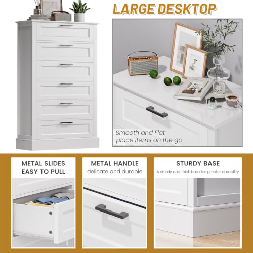 White 6 Drawer Dresser