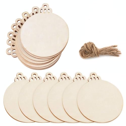 30PCS 3" Round Wooden Ornaments for Crafts (30 Count)