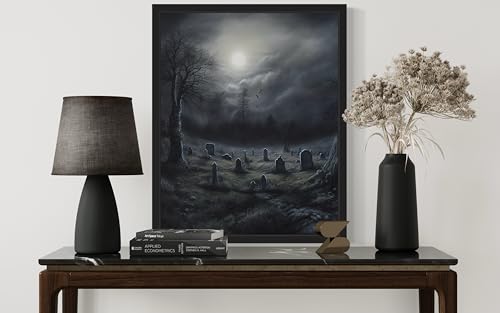 Gothic Graveyard Black Framed Poster Art Print