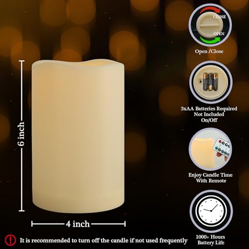 2 Pack 4" x 6" Waterproof Outdoor Flameless Candles with Remote and Timer (2 Count)