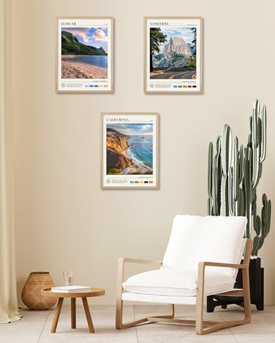 Natural OAK Wood Yosemite National Park Framed Wall Art