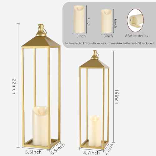 22'' 19'' Large Lanterns Decorative Outdoor Indoor (2 Count)