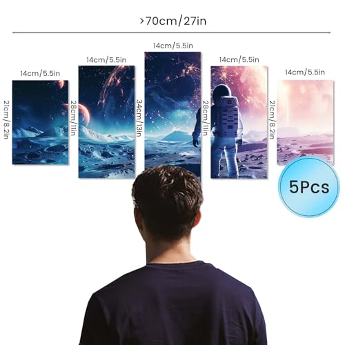 5 Pcs 3D Luminous Universe Astronaut Wall Stickers (5 Count)